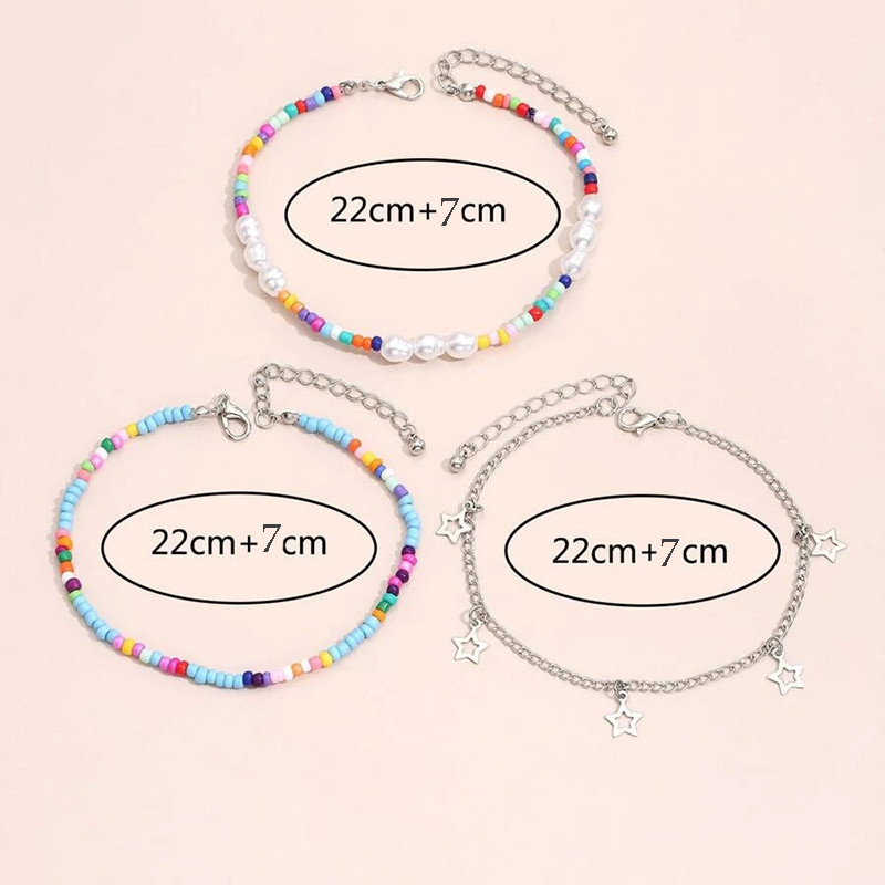 Boho gležanj Perle za stopala Biserni lanac Zvjezdani privjesak Gležanj Ljetna narukvica Šarm Sandale Bosonogi Nakit za mladenke za plažu A058