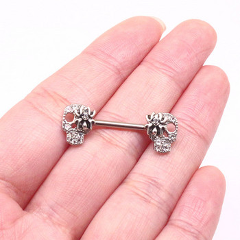 Leosoxs 1 Pair European and American Skull Breast Ring Στολίδι στο στήθος Chest Nail Spider Breast Ring Body Piercing