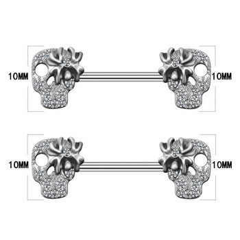 Leosoxs 1 Pair European and American Skull Breast Ring Στολίδι στο στήθος Chest Nail Spider Breast Ring Body Piercing