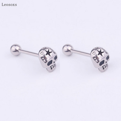 Leosoxs 2 bucăți bijuterii creative europene și americane din oțel inoxidabil pentru piercing în limba cu craniu