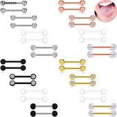Piercing do jazyka s 8 ks v tvare perforovaného nechtu Leosoxs, kombinovaný piercing do jazyka z nehrdzavejúcej ocele s činkou.