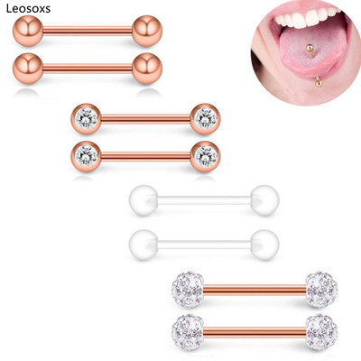 Piercing do jazyka s 8 ks v tvare perforovaného nechtu Leosoxs, kombinovaný piercing do jazyka z nehrdzavejúcej ocele s činkou.