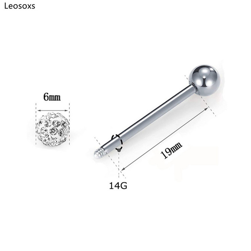 Piercing do jazyka s 8 ks v tvare perforovaného nechtu Leosoxs, kombinovaný piercing do jazyka z nehrdzavejúcej ocele s činkou.