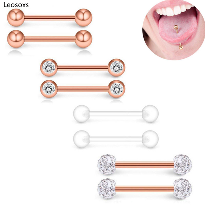 Piercing do jazyka s 8 ks v tvare perforovaného nechtu Leosoxs, kombinovaný piercing do jazyka z nehrdzavejúcej ocele s činkou.
