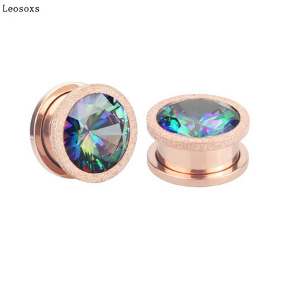 Leosoxs 2 ks nerezové oceľové kladkové štuple do uší a tunely, matné predĺženie otvoru pre štuple do uší, perforované šperky