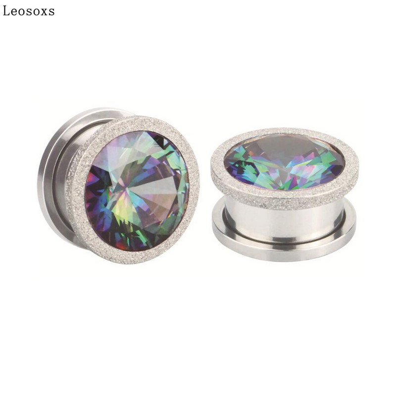 Leosoxs 2 ks nerezové oceľové kladkové štuple do uší a tunely, matné predĺženie otvoru pre štuple do uší, perforované šperky