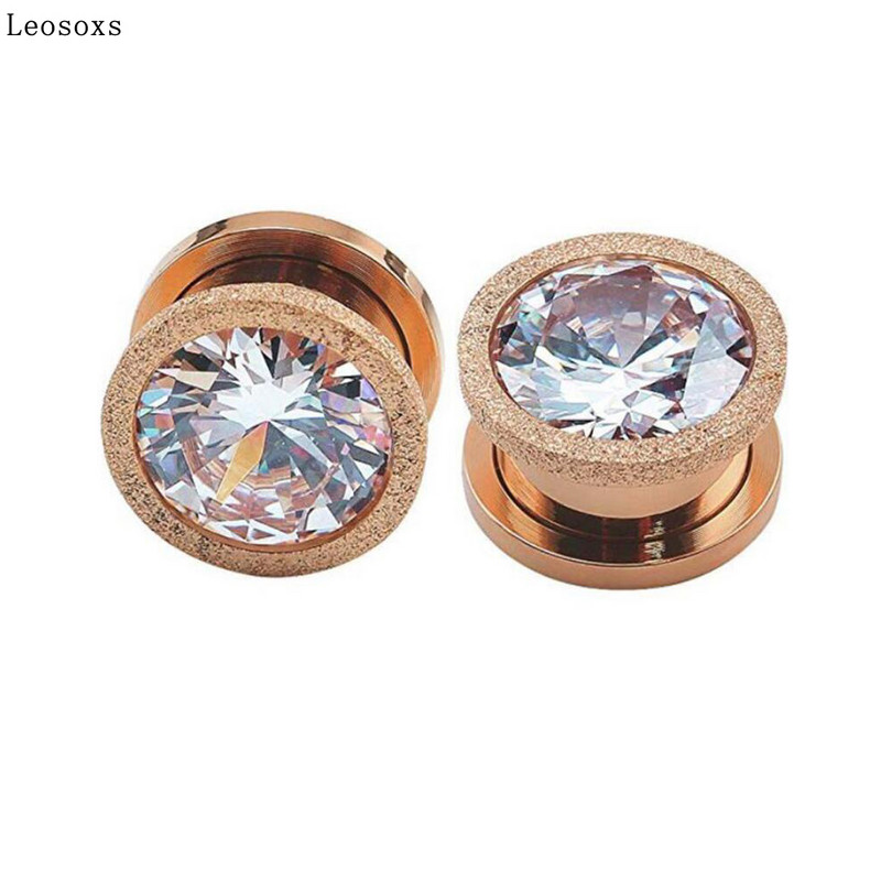 Leosoxs 2 ks nerezové oceľové kladkové štuple do uší a tunely, matné predĺženie otvoru pre štuple do uší, perforované šperky