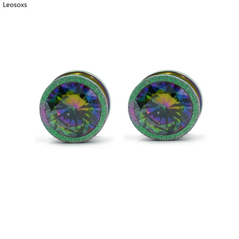 Leosoxs 2 ks nerezové oceľové kladkové štuple do uší a tunely, matné predĺženie otvoru pre štuple do uší, perforované šperky