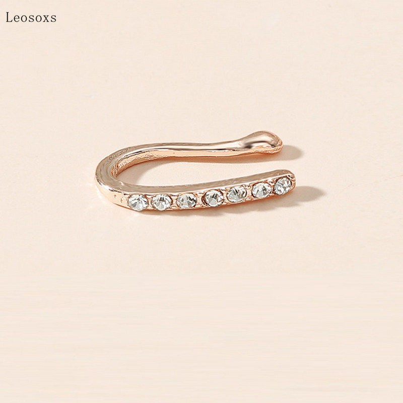 Leosoxs 2 ks módny falošný nosový piercing s diamantmi, spona na nos v tvare U, nádherné šperky