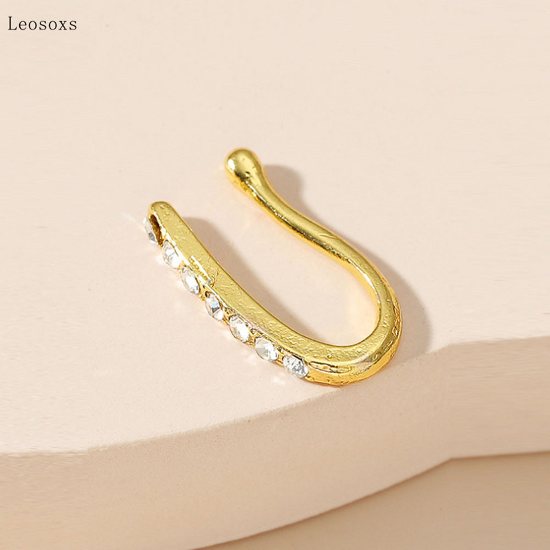 Leosoxs 2 ks módny falošný nosový piercing s diamantmi, spona na nos v tvare U, nádherné šperky