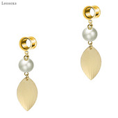 Leosoxs 2 buc Bijuterii de modă în stil simplu Bijuterii piercing pentru ureche din frunze de aur realizate manual