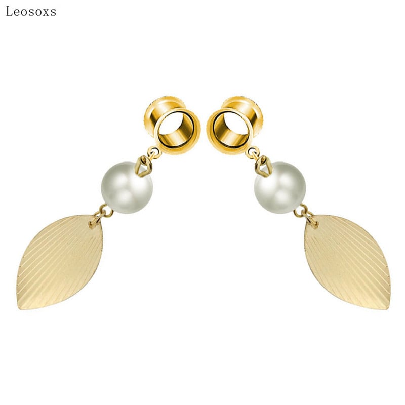 Leosoxs 2 buc Bijuterii de modă în stil simplu Bijuterii piercing pentru ureche din frunze de aur realizate manual