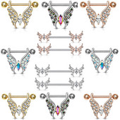 Leosoxs 1 pereche Nouă vânzare fierbinte Zircon Inel pentru piept fluture din oțel inoxidabil pentru mamelon Accesorii pentru piercing pentru unghii Accesorii pentru piept