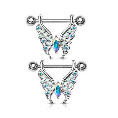 Leosoxs 1 pereche Nouă vânzare fierbinte Zircon Inel pentru piept fluture din oțel inoxidabil pentru mamelon Accesorii pentru piercing pentru unghii Accesorii pentru piept