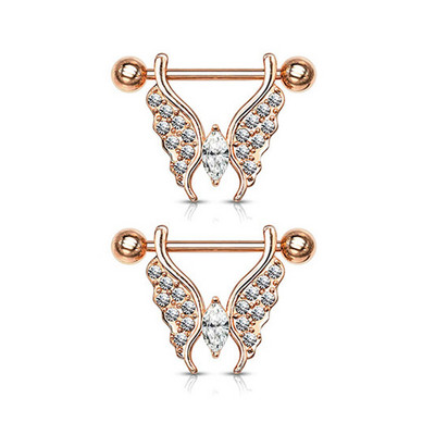 Leosoxs 1 pereche Nouă vânzare fierbinte Zircon Inel pentru piept fluture din oțel inoxidabil pentru mamelon Accesorii pentru piercing pentru unghii Accesorii pentru piept