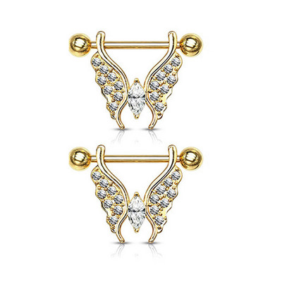 Leosoxs 1 pereche Nouă vânzare fierbinte Zircon Inel pentru piept fluture din oțel inoxidabil pentru mamelon Accesorii pentru piercing pentru unghii Accesorii pentru piept