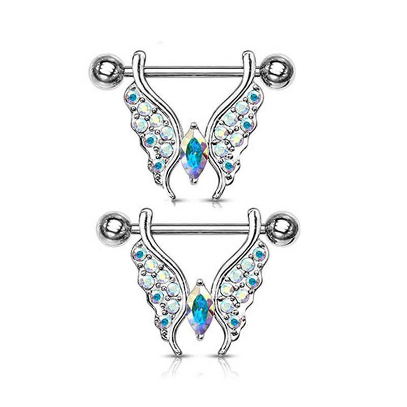 Leosoxs 1 pereche Nouă vânzare fierbinte Zircon Inel pentru piept fluture din oțel inoxidabil pentru mamelon Accesorii pentru piercing pentru unghii Accesorii pentru piept