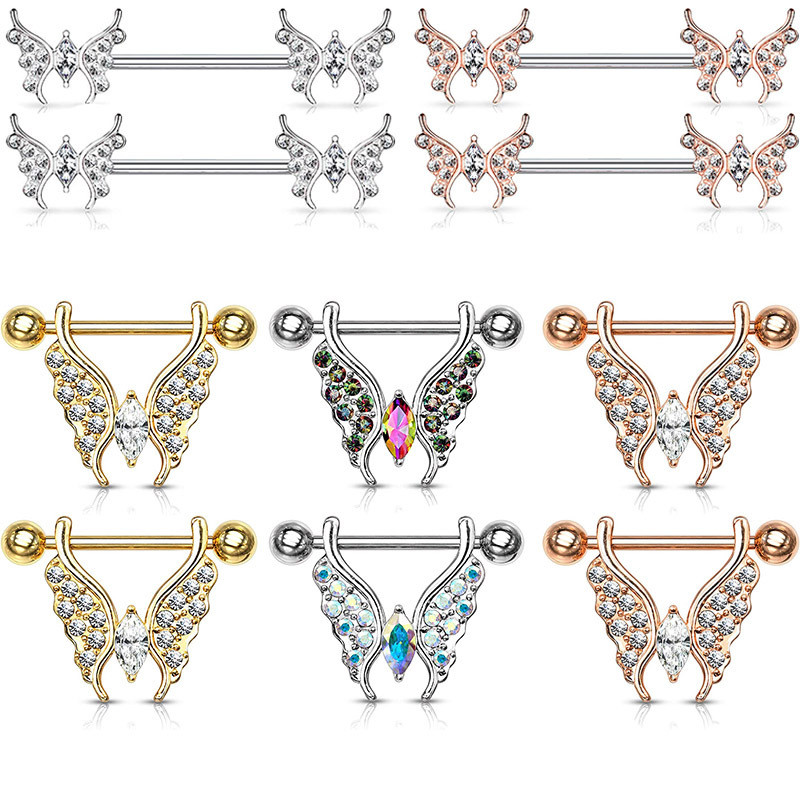 Leosoxs 1 pereche Nouă vânzare fierbinte Zircon Inel pentru piept fluture din oțel inoxidabil pentru mamelon Accesorii pentru piercing pentru unghii Accesorii pentru piept
