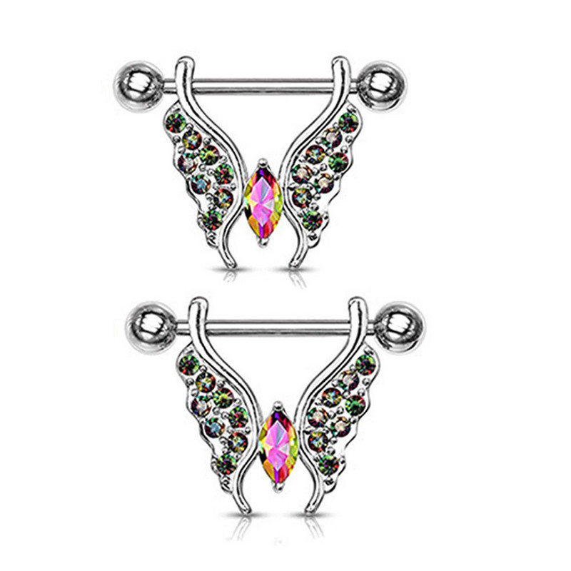 Leosoxs 1 pereche Nouă vânzare fierbinte Zircon Inel pentru piept fluture din oțel inoxidabil pentru mamelon Accesorii pentru piercing pentru unghii Accesorii pentru piept