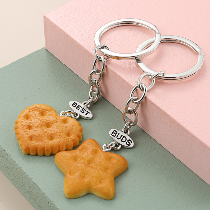 1 set (2 buc) Lovely Best Buds Breloc Rășină Breloc Crab Piersică Înghețată Biscuit Breloc BFF Cadouri de prietenie Bijuterii lucrate manual