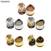 Leosoxs 1 pereche de dopuri din oțel inoxidabil pentru urechi, picătură de apă, tuneluri duble evazate, piercing pentru corp, bijuterii de modă noi