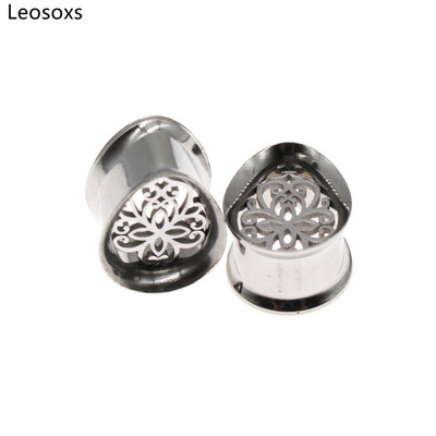 Leosoxs 1 pereche de dopuri din oțel inoxidabil pentru urechi, picătură de apă, tuneluri duble evazate, piercing pentru corp, bijuterii de modă noi