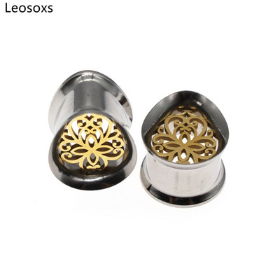 Leosoxs 1 pereche de dopuri din oțel inoxidabil pentru urechi, picătură de apă, tuneluri duble evazate, piercing pentru corp, bijuterii de modă noi