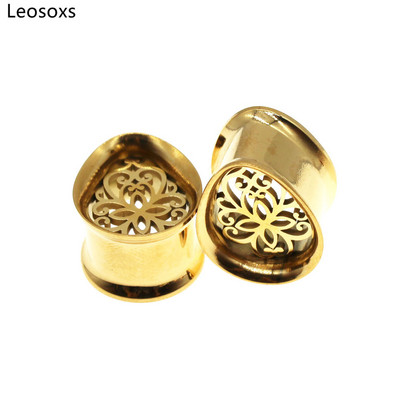 Leosoxs 1 pereche de dopuri din oțel inoxidabil pentru urechi, picătură de apă, tuneluri duble evazate, piercing pentru corp, bijuterii de modă noi