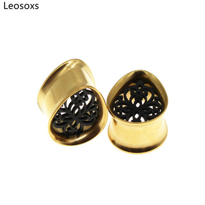 Leosoxs 1 pereche de dopuri din oțel inoxidabil pentru urechi, picătură de apă, tuneluri duble evazate, piercing pentru corp, bijuterii de modă noi