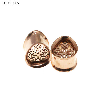 Leosoxs 1 pereche de dopuri din oțel inoxidabil pentru urechi, picătură de apă, tuneluri duble evazate, piercing pentru corp, bijuterii de modă noi