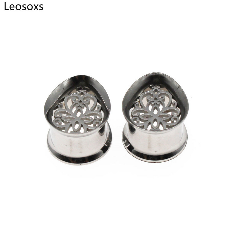 Leosoxs 1 pereche de dopuri din oțel inoxidabil pentru urechi, picătură de apă, tuneluri duble evazate, piercing pentru corp, bijuterii de modă noi