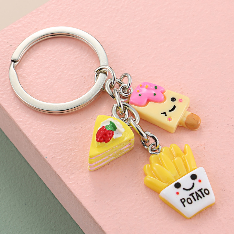 Breloc minunat pentru desert Ceaiul de după-amiază Breloc Înghețată Tort cu ciocolată Lanț alimentar cu cartofi Femei Cadouri pentru fete Bijuterii lucrate manual