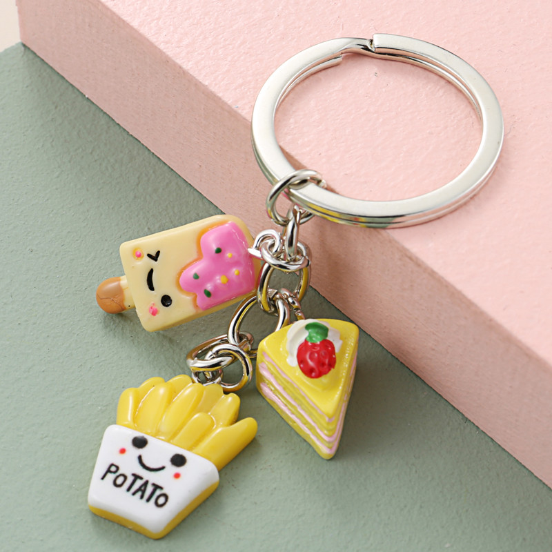 Breloc minunat pentru desert Ceaiul de după-amiază Breloc Înghețată Tort cu ciocolată Lanț alimentar cu cartofi Femei Cadouri pentru fete Bijuterii lucrate manual