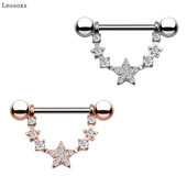 Leosoxs 2 buc inel de lapte cu stea cu cinci colțuri, popular inel de lapte cu zircon din oțel inoxidabil în Europa și America