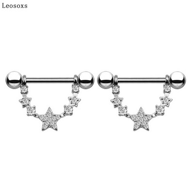 Leosoxs 2 buc inel de lapte cu stea cu cinci colțuri, popular inel de lapte cu zircon din oțel inoxidabil în Europa și America