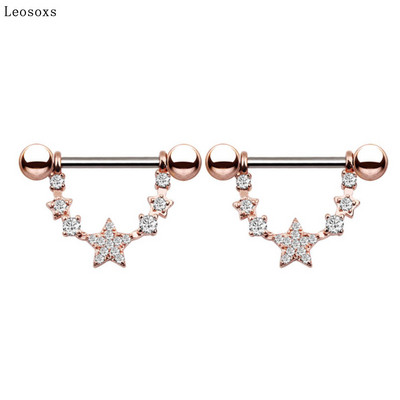 Leosoxs 2 buc inel de lapte cu stea cu cinci colțuri, popular inel de lapte cu zircon din oțel inoxidabil în Europa și America