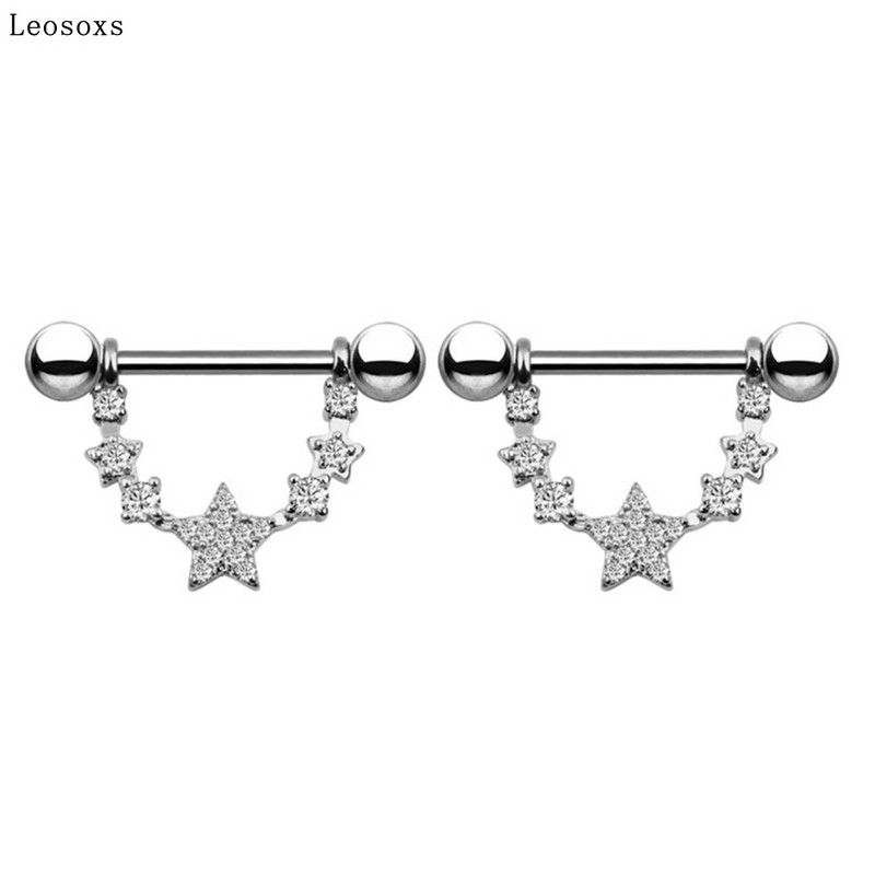 Leosoxs 2 buc inel de lapte cu stea cu cinci colțuri, popular inel de lapte cu zircon din oțel inoxidabil în Europa și America