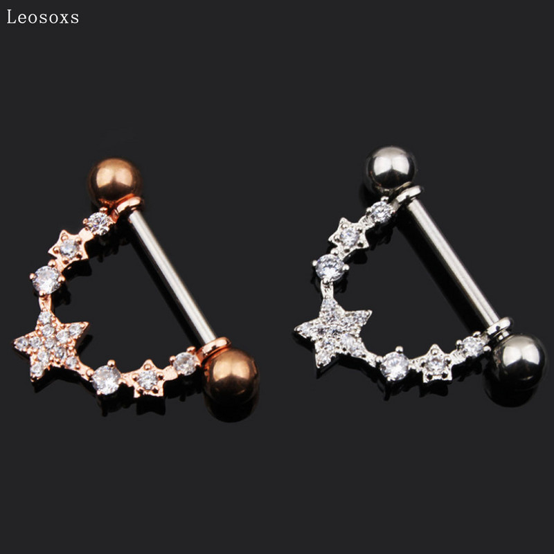 Leosoxs 2 buc inel de lapte cu stea cu cinci colțuri, popular inel de lapte cu zircon din oțel inoxidabil în Europa și America