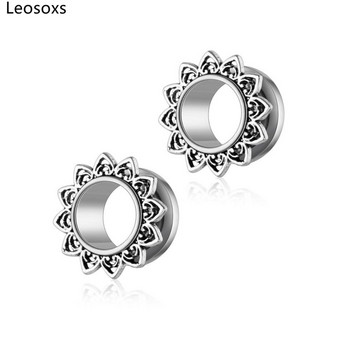 Leosoxs 1 ζεύγος Fashion Hollow Ear Expander από ανοξείδωτο ατσάλι Ωτοασπίδες και σήραγγες Body Piercing Κοσμήματα για γυναίκες άνδρες 6-16mm