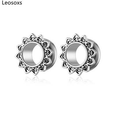 Leosoxs 1 pereche Fashion Hollow Ure Expander dopuri de urechi din oțel inoxidabil și tuneluri Bijuterii piercing pentru corp pentru femeie bărbați 6-16mm