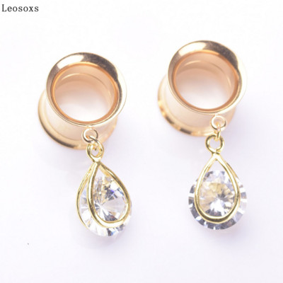 Leosoxs, stil exotic, auriu, corn dublu, pandantiv, picătură de apă, expansiune ureche, cercei populari pentru perforare