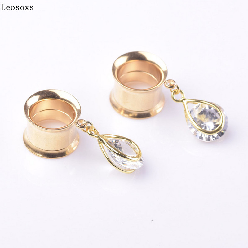 Leosoxs, stil exotic, auriu, corn dublu, pandantiv, picătură de apă, expansiune ureche, cercei populari pentru perforare