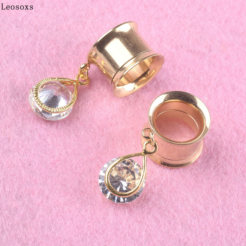 Leosoxs, stil exotic, auriu, corn dublu, pandantiv, picătură de apă, expansiune ureche, cercei populari pentru perforare