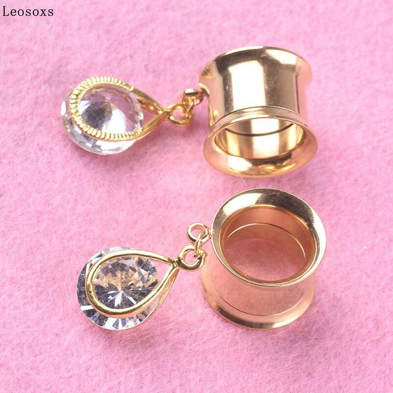 Leosoxs, stil exotic, auriu, corn dublu, pandantiv, picătură de apă, expansiune ureche, cercei populari pentru perforare