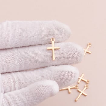 80τμχ Small Alloy Cross Pendants Κοσμήματα για Χειροποίητα Κολιέ Βραχιόλια Χρυσό Χρώμα 17x10mm DIY Making Finding