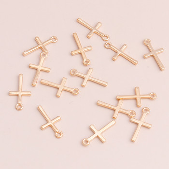 80τμχ Small Alloy Cross Pendants Κοσμήματα για Χειροποίητα Κολιέ Βραχιόλια Χρυσό Χρώμα 17x10mm DIY Making Finding