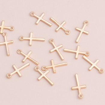 80τμχ Small Alloy Cross Pendants Κοσμήματα για Χειροποίητα Κολιέ Βραχιόλια Χρυσό Χρώμα 17x10mm DIY Making Finding