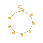 Brățară de gleznă cu pandantiv rotund mic cu paiete Brățară de gleznă cu un singur strat nouă, simplă, din oțel inoxidabil