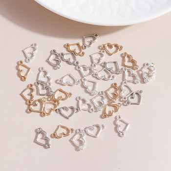 100 τμχ/παρτίδα 15*9 χιλιοστά Τρίχρωμο Fashion Love Heart Charms Connector για DIY Σκουλαρίκια Κρεμαστά Κολιέ Αξεσουάρ