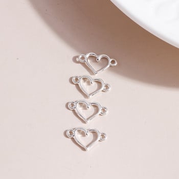 100 τμχ/παρτίδα 15*9 χιλιοστά Τρίχρωμο Fashion Love Heart Charms Connector για DIY Σκουλαρίκια Κρεμαστά Κολιέ Αξεσουάρ